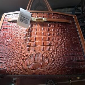Elegant Brown Crocodile-Embossed Crossbody Bag